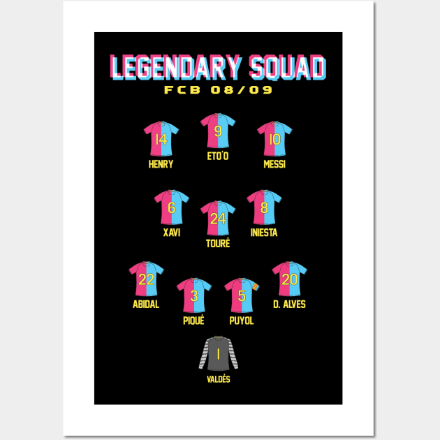 FC Barcelona Legendary 08/09 Squad Wall Art by dhaniboi